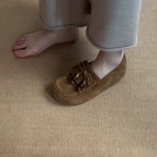Damen Mokassins mit kreativem Schnürdetail und bequemer Sohle EB
