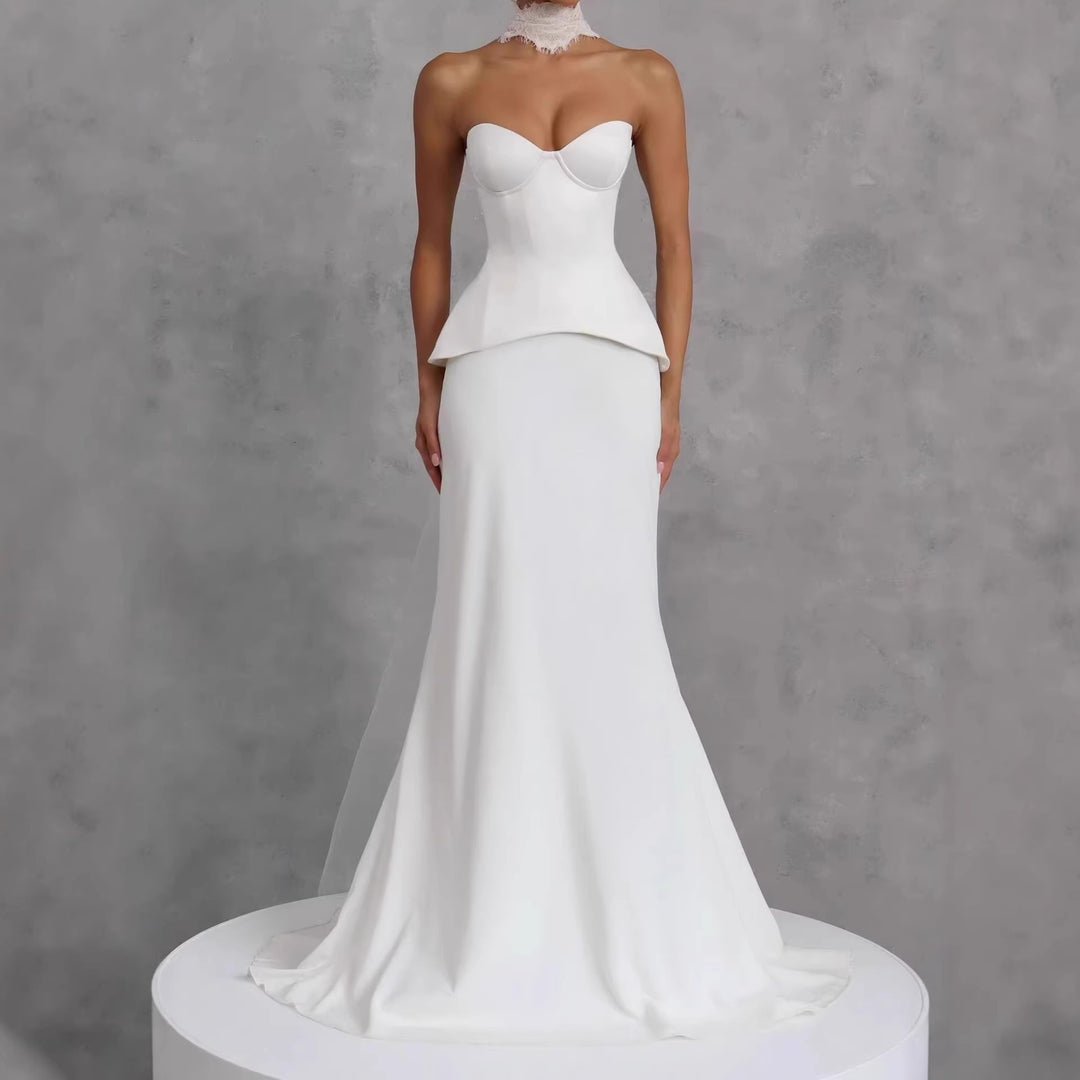Damen Figurbetontes Brautkleid mit Peplum-Silhouette EB