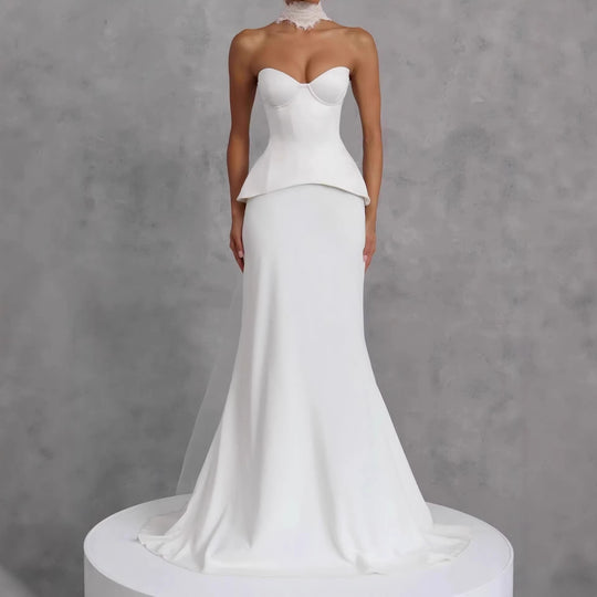 Damen Figurbetontes Brautkleid mit Peplum-Silhouette EB
