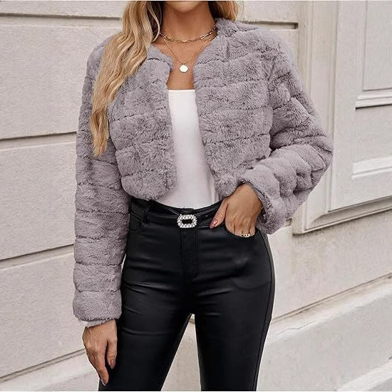 Damen modischer Leopardenplüschjacke EB
