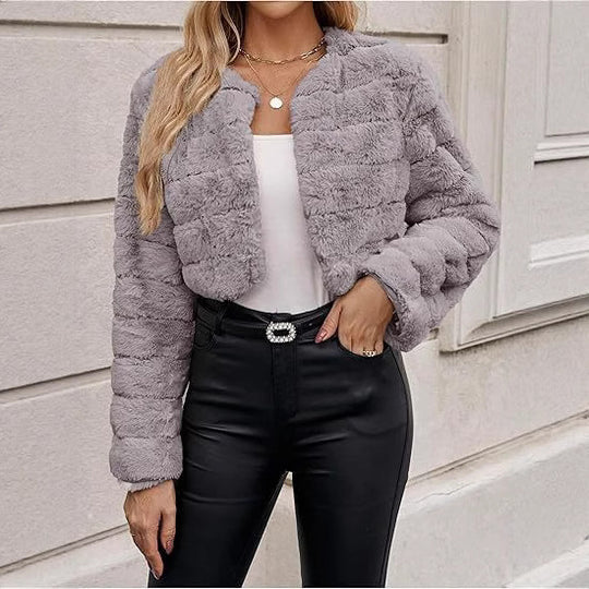 Damen modischer Leopardenplüschjacke EB