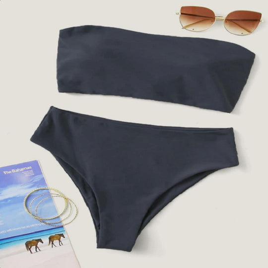 Damen Bandeau-Bikini mit hochgeschnittenem Unterteil EB