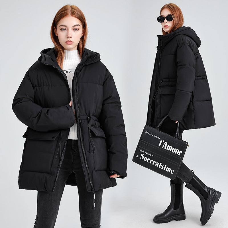 Damen isolierte Parkajacke mit verstellbarem Taillenzug und praktischen Taschen EB