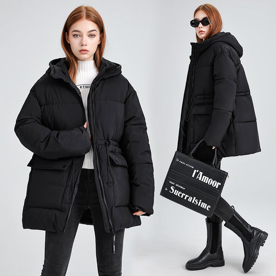 Damen isolierte Parkajacke mit verstellbarem Taillenzug und praktischen Taschen EB
