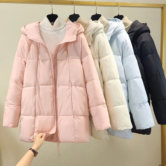 Damen Komfortable und stylische Pufferjacke mit Kapuze und praktischen Reißverschlusstaschen EB