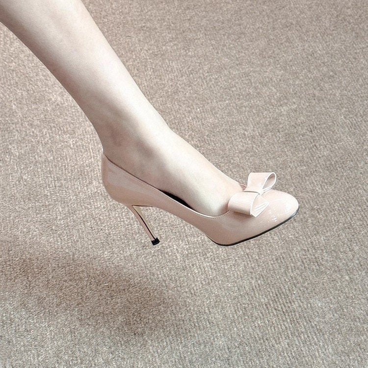Damen elegante Pumps mit dekorativer Schleife und hohem Absatz EB