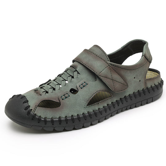 Herren Komfortable Leder-Sandalen mit rutschfester Sohle EB