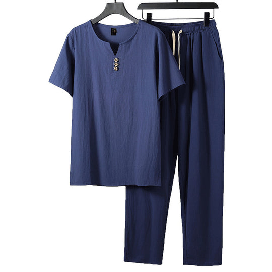 Damen lässiges Lounge-Set mit Knopfdetails und elastischem Bund EB