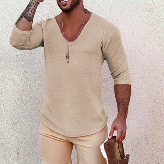 Herren V-Ausschnitt Shirt mit innovativem Strukturdesign EB