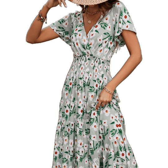 Damen Stufenmaxikleid mit floralem Muster EB