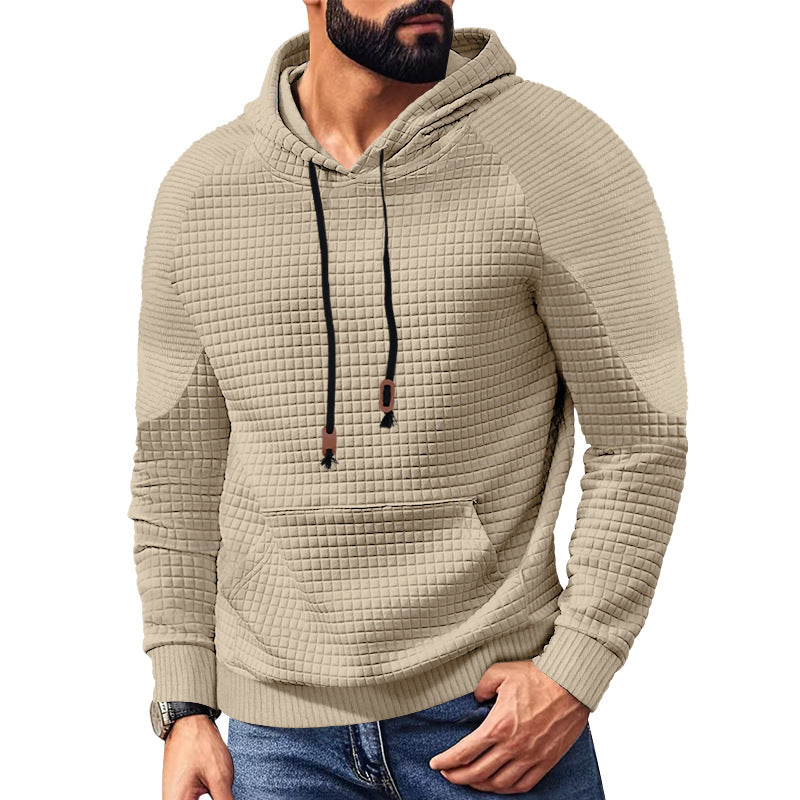 Herren nan Kapuzenpullover mit quadratischer Struktur, Raglanärmeln und Kängurutasche EB