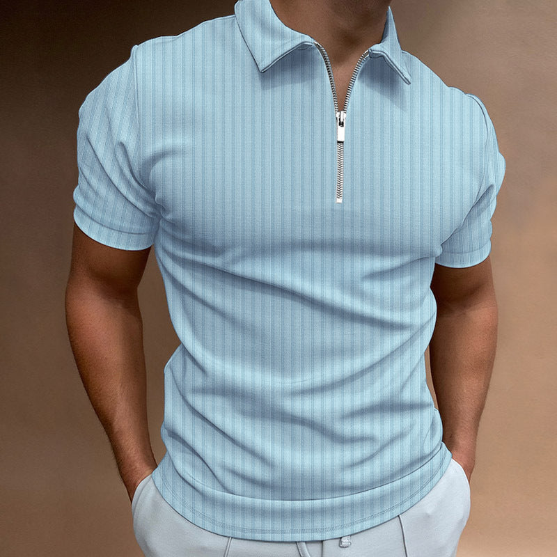 Herren Kurzarm Polo-Hemd mit Reißverschluss und strukturiertem Design EB