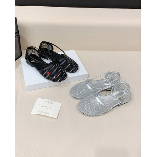 Damen elegante Ballerinas mit modischem Netzdesign und schimmerndem Akzent EB