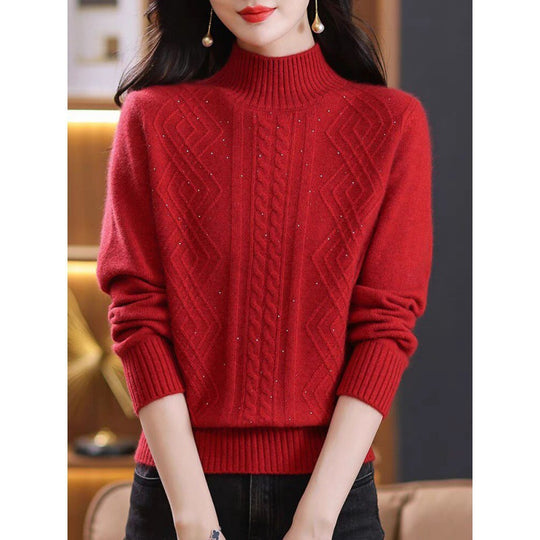Damen Strickpullover mit Rippenstruktur und hochgeschlossenem Kragen EB
