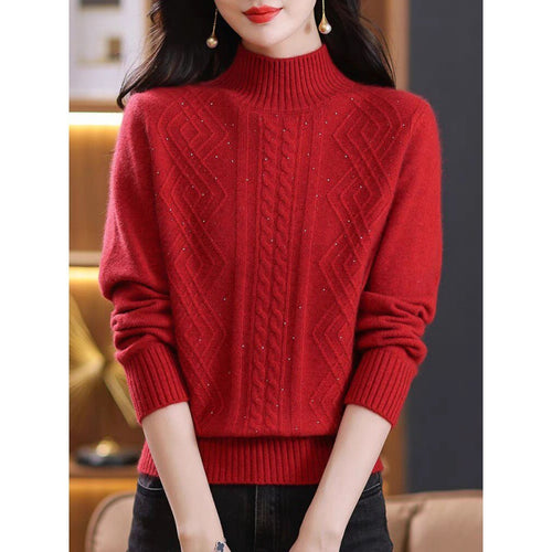 Damen Strickpullover mit Rippenstruktur und hochgeschlossenem Kragen EB