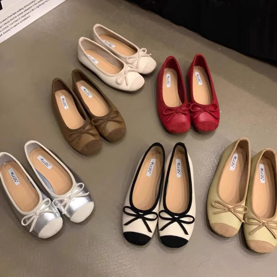 Damen Ballerinas mit schimmerndem Obermaterial und verspieltem Schleifendesign EB