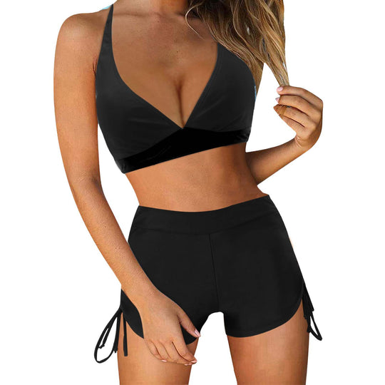 Damen Sportliches Bikini-Set mit modischem Hochbund und Seitenbindebändern EB