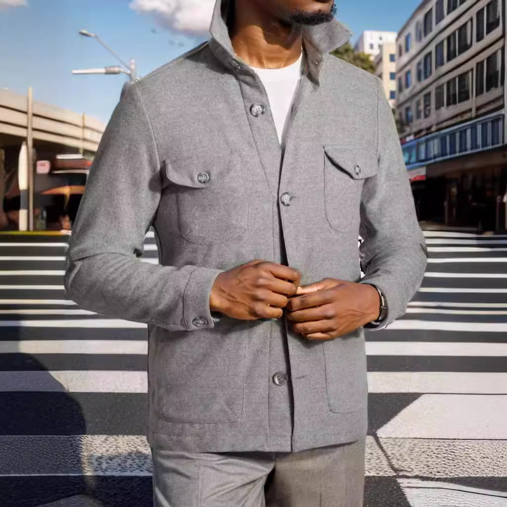 Herren praktische Jacke im schicken Utility-Stil mit hohen Kragen EB