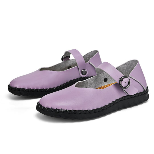 Damen Bequeme Lederpumps mit verstellbarem Riemen EB