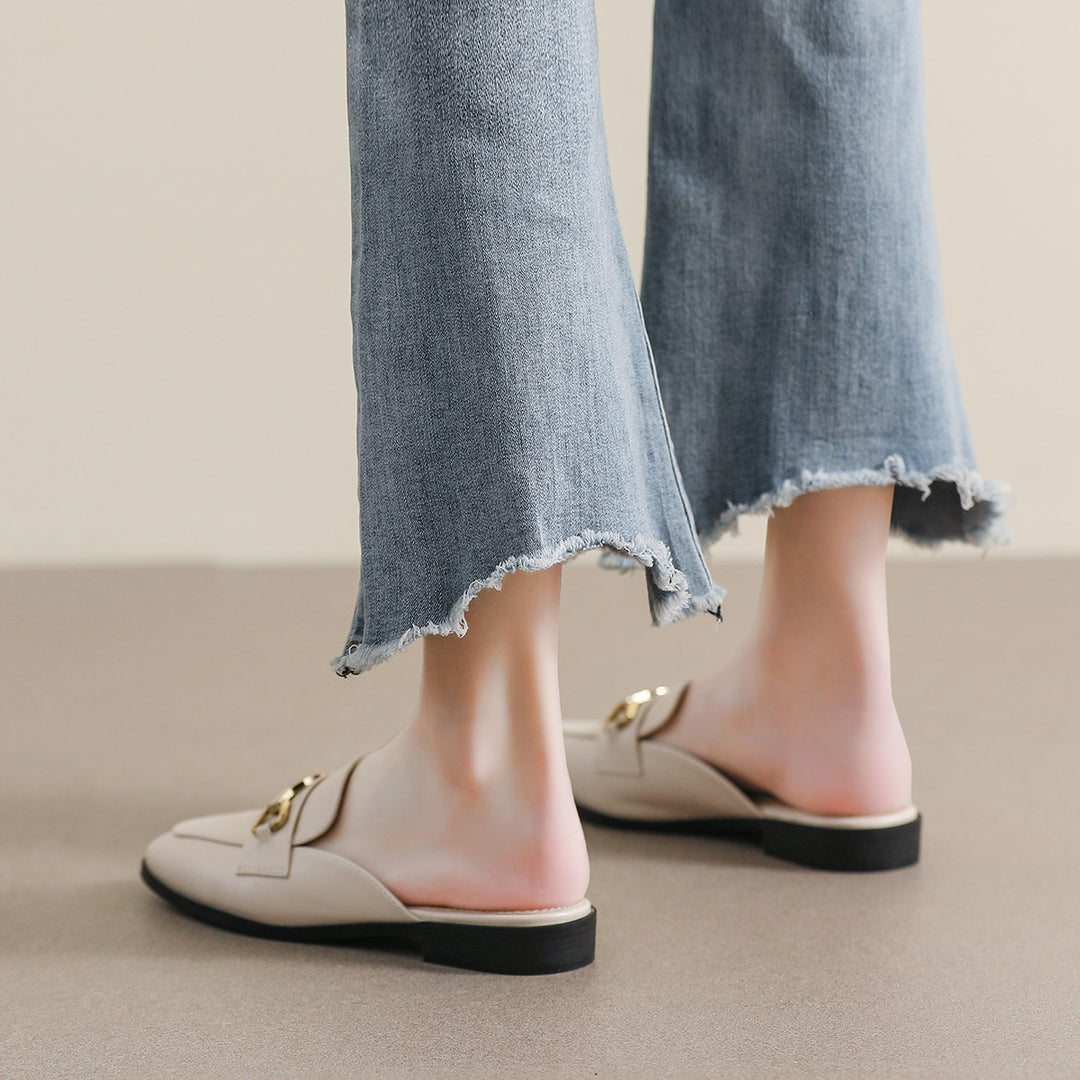 Damen Mokassin-Mules mit elegantem Schnallenakzent und hochwertigem Leder EB