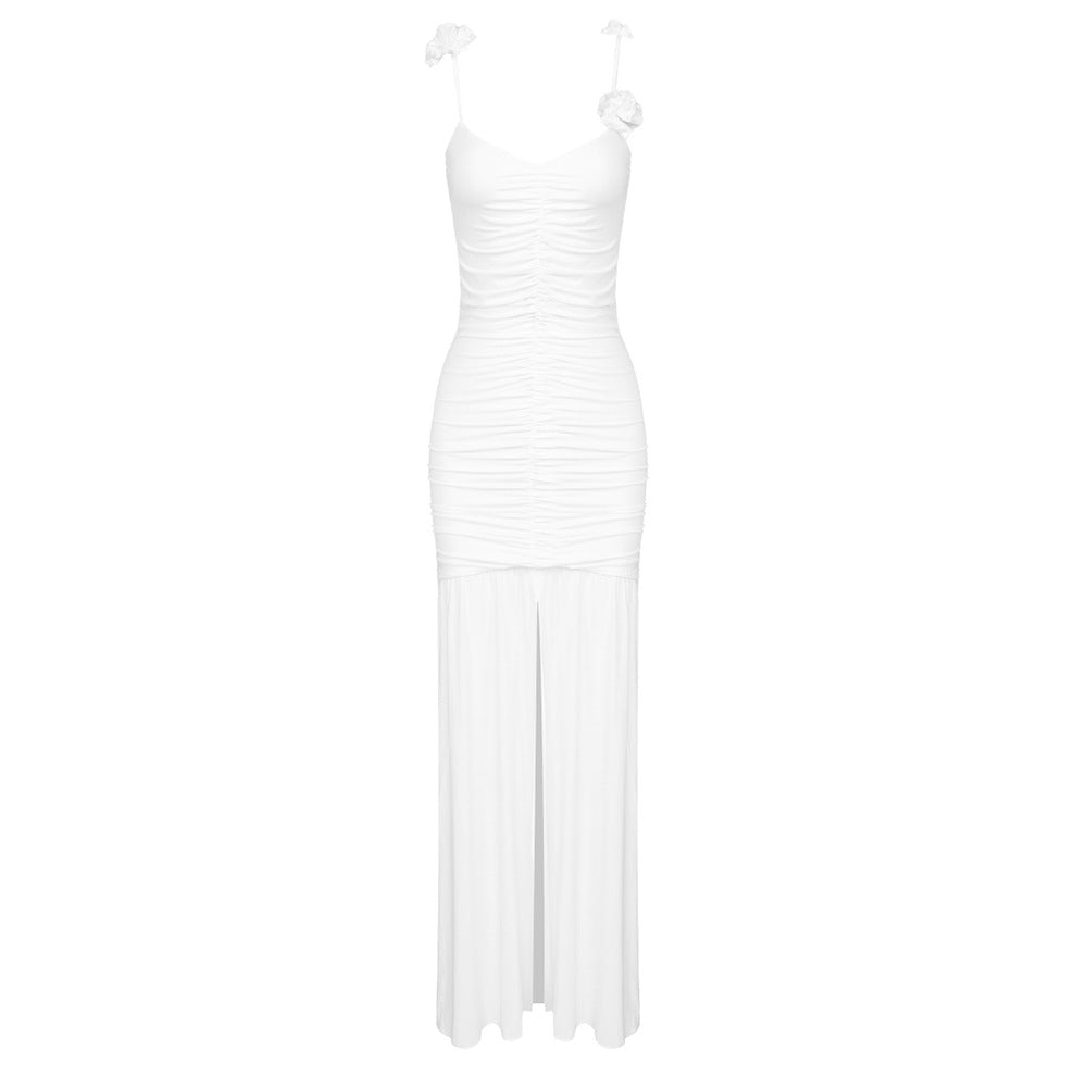 Damen Wickelkleid mit raffinierten Falten und verspielt Blumendetails EB