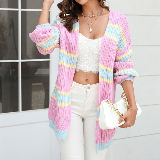 EB | Cardigan mit Streifen Weiche Strickware Lässiger und Farblicher Look