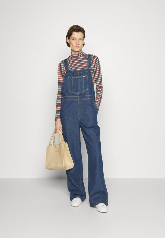 Damen Denim-Latzhose mit weitem Bein und verstellbaren Trägern EB
