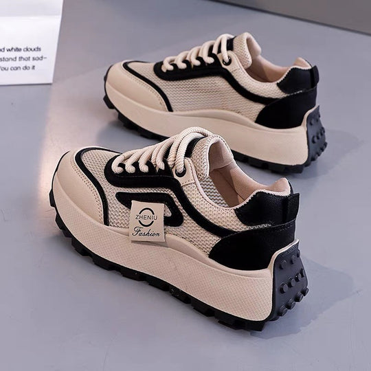 Damen Sportliche Sneakers mit hohem Plateau und atmungsaktiver Mesh-Oberfläche EB