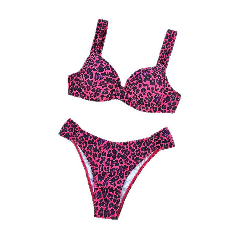 Damen Push-Up Bikini-Set mit femininem Tiermuster EB
