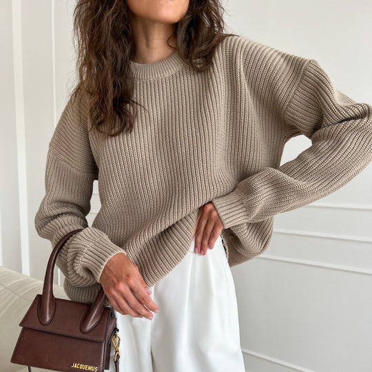 Damen Oversized Strickpullover mit strukturiertem Muster EB