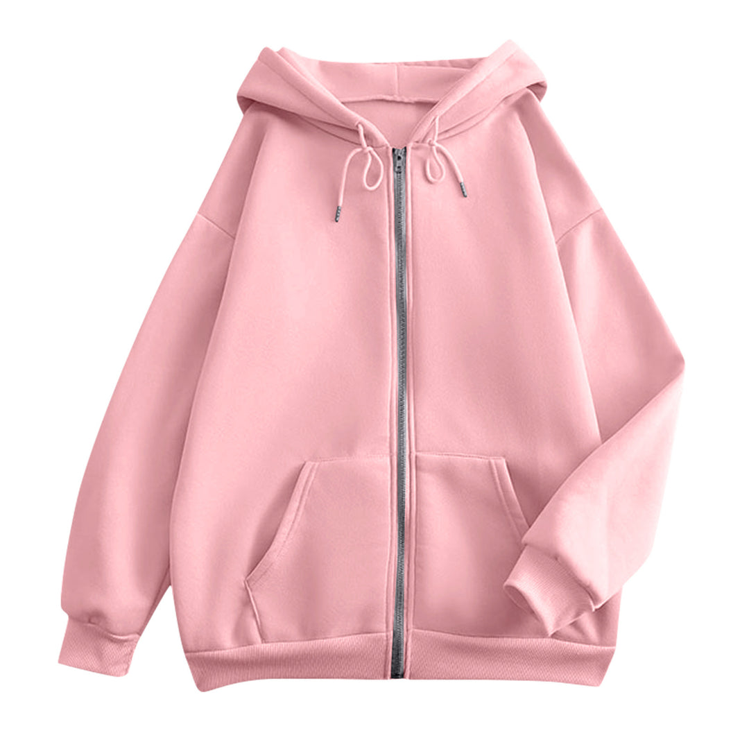 Damen nan extrabreite Zip-Kapuzenjacke mit weichem Fleecefutter, Kängurutaschen und gerippten Bündchen EB