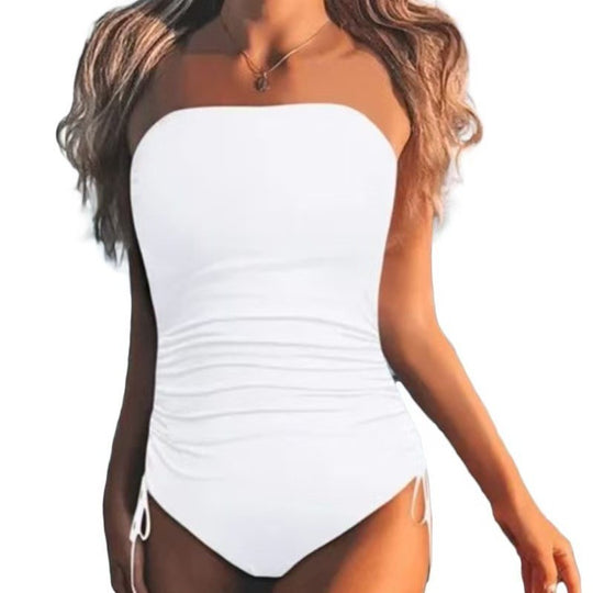 Damen Bandeau Badeanzug mit seitlichen Raffungselementen EB