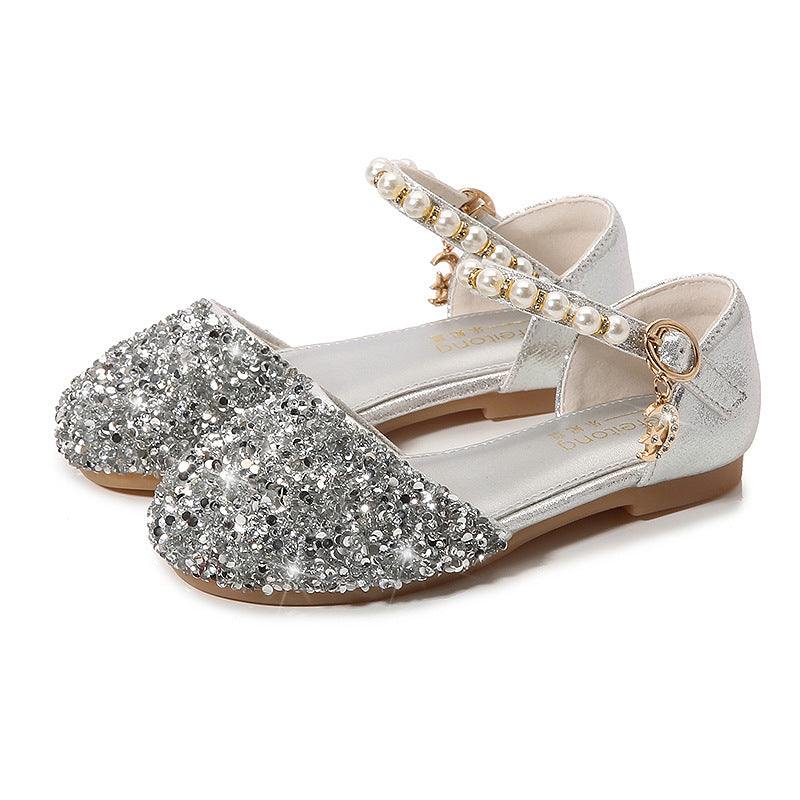 Mädchen Elegante Ballerinas mit Glitzer und Perlen EB