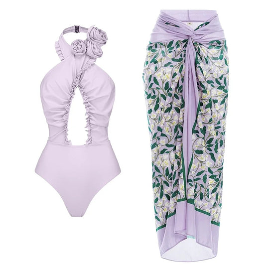 Damen Schwimmanzug mit floralem Design und raffinierter Cut-Out-Optik EB