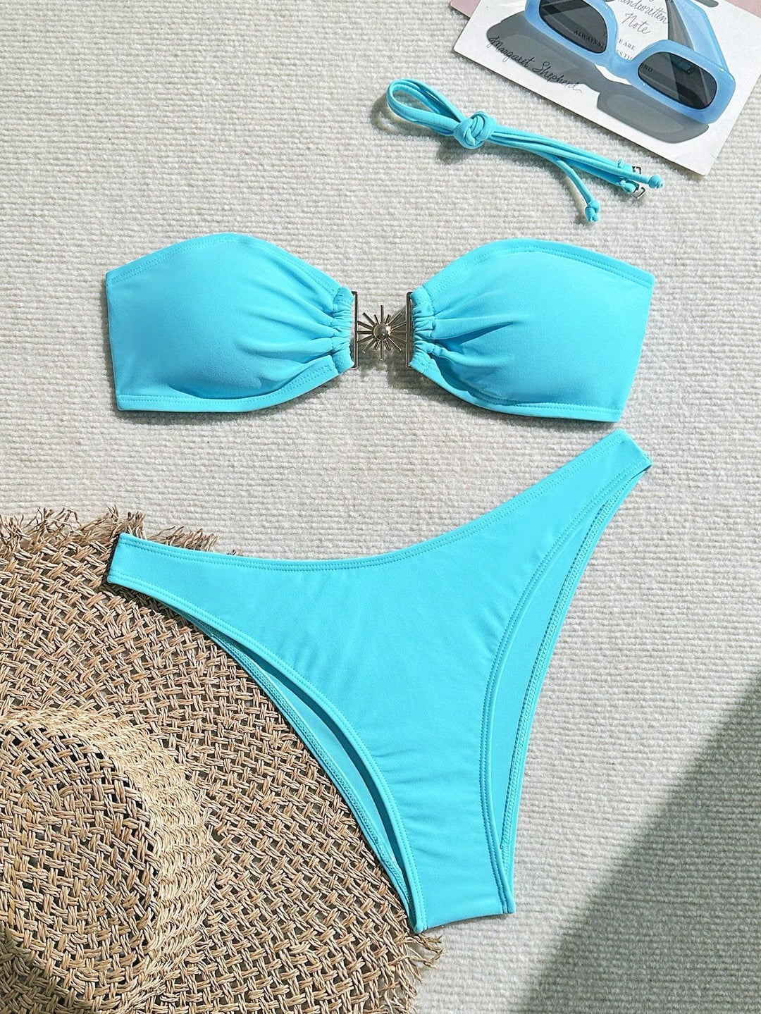 Damen Bandeau-Bikini mit dekorativem Schmuckdetail EB