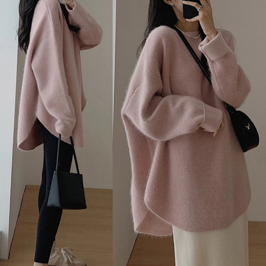 Damen Oversized Strickpullover mit lässigem Schnitt und voluminösen Ärmeln EB