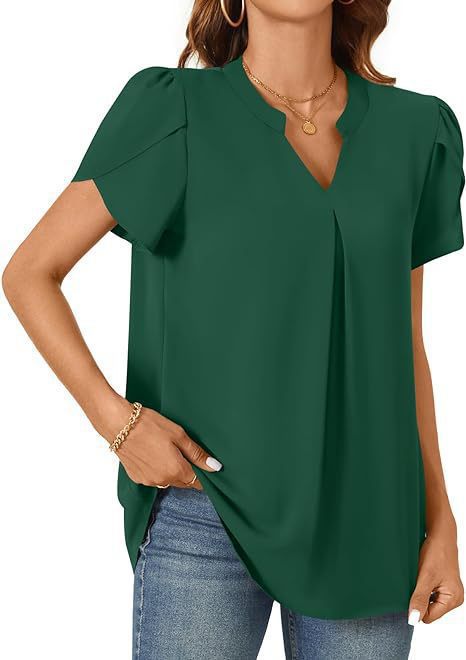 Damen Elegante Bluse mit V-Ausschnitt und Puffärmeln EB