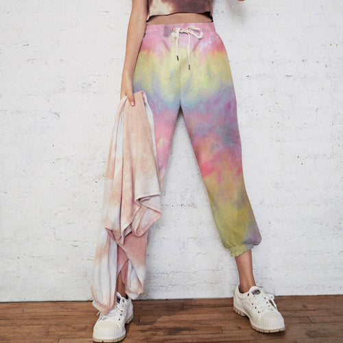 Damen Jogginghose im kreativen Batikdesign mit elastischem Bund und praktischen Taschen EB