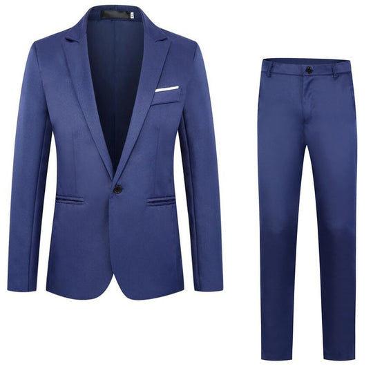 Herren nan tailliertes Anzugset aus feinem Satin mit schlanker Silhouette und Ein-Knopf-Sakko EB