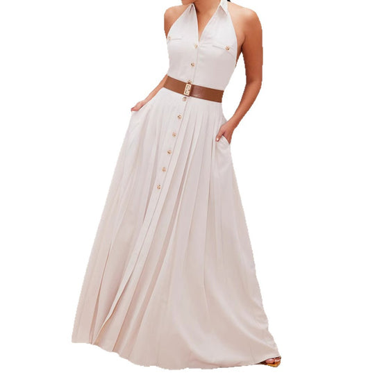 Damen Kurzarm Kleid mit plissierten Details EB