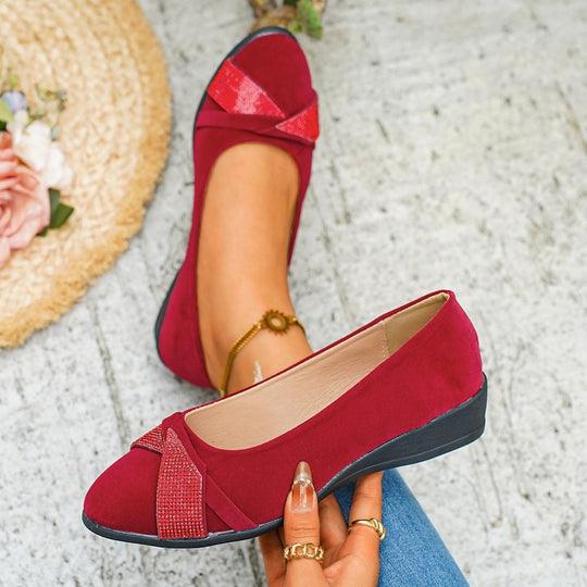 Damen elegante Ballerinas mit glamourösem Strassdetail EB