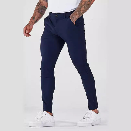 Herren eng anliegende Chinohose mit elastischem Bund und stylishem Design EB