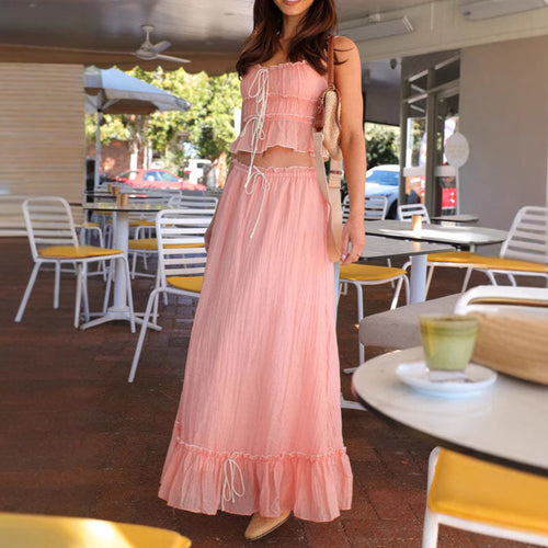 Damen Maxikleid mit romantischem Schnitt und verspielten Rüschendetails EB