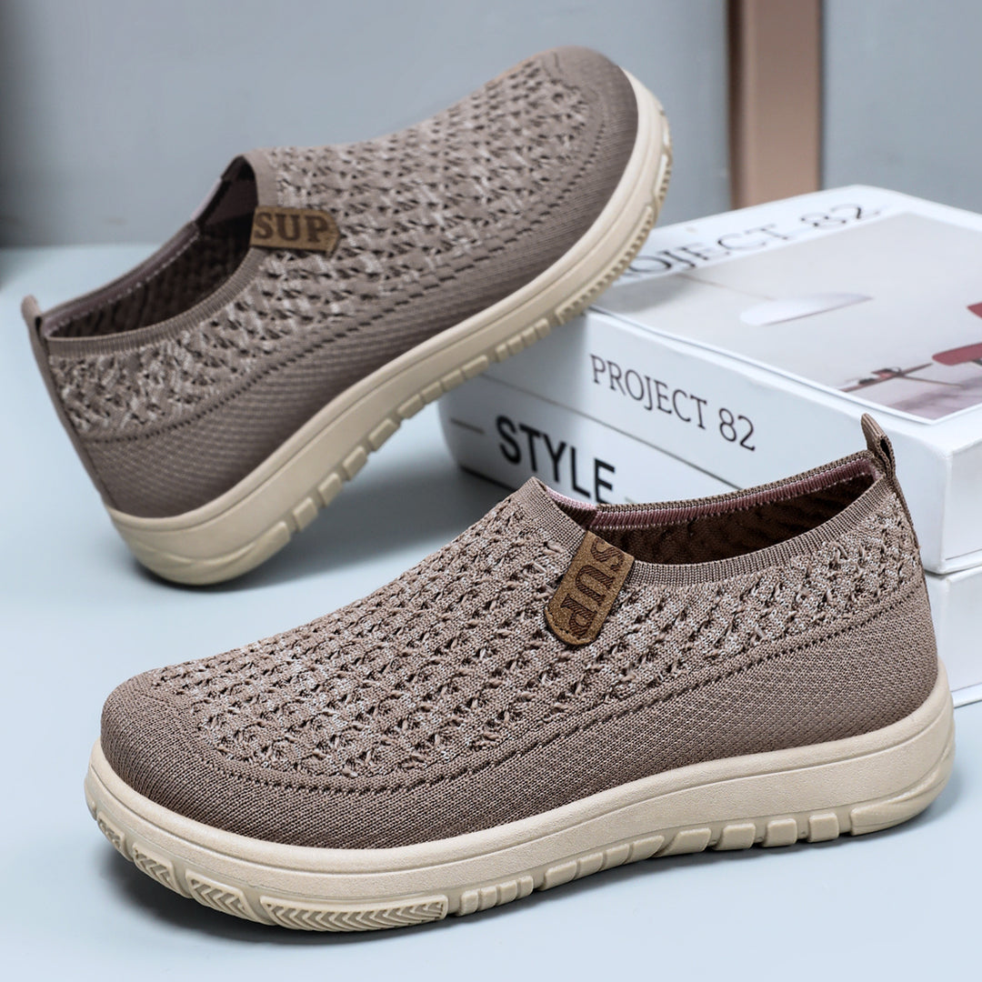 Damen Strick Slip-On Schuhe mit elastischem Obermaterial EB