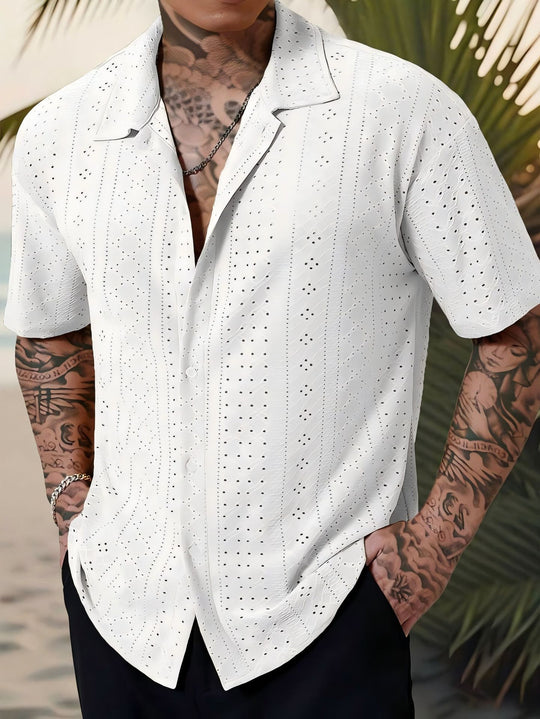 Herren Kurzarmhemd mit strukturiertem Design und atmungsaktivem Material EB