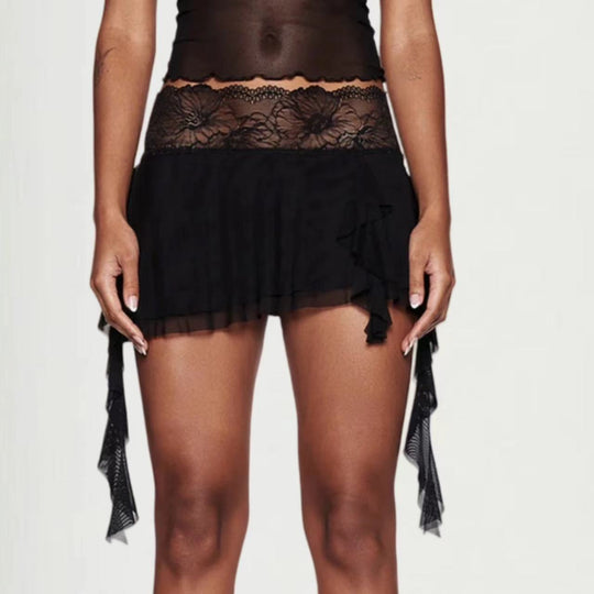 Damen Minirock mit eleganten Spitzenakzenten EB