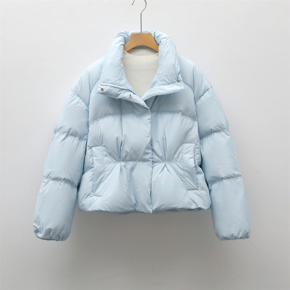Damen modische gesteppte Kurzjacke mit hohem Kragen und praktischen Taschen EB