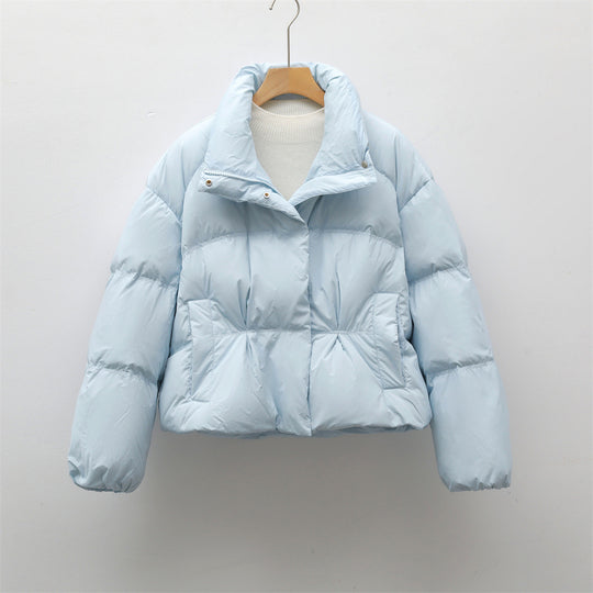 Damen modische gesteppte Kurzjacke mit hohem Kragen und praktischen Taschen EB