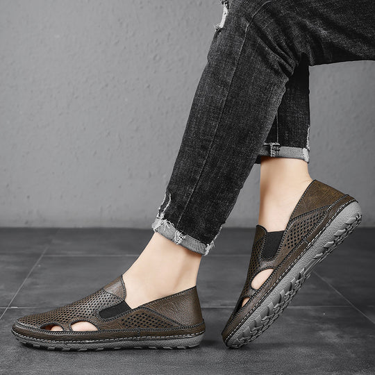Damen luftige Leder Slipper EB