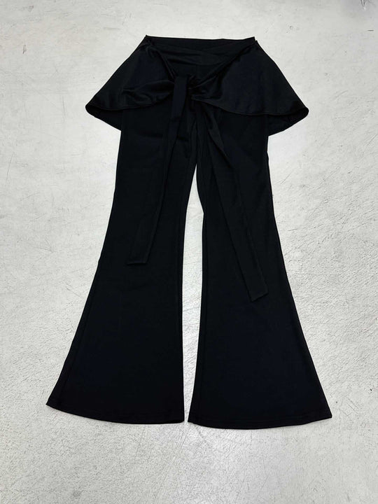 Damen nan ausgestellte Palazzohose mit Wickelrock-Overlay, hohem Bund und Bindegürtel EB